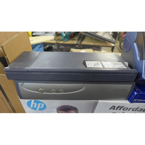 2496 - 4 HP printers, various models and a Brother P-Touch QL-500 label printer