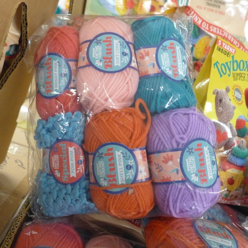 2449 - Approximately 100 knitting kits and balls of wool