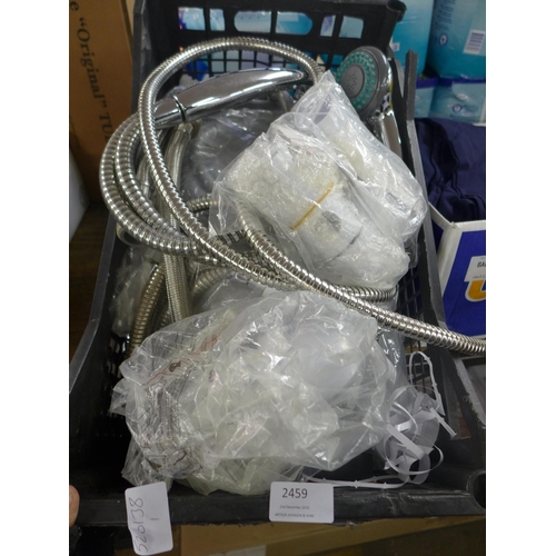 2459 - A box of assorted shower equipment