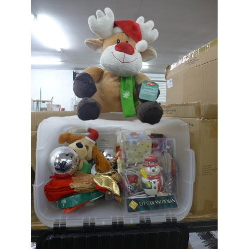 2483 - A box of festive toys and candles