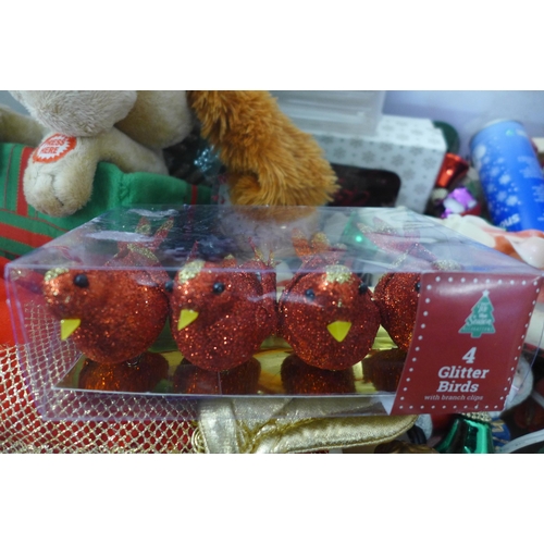 2483 - A box of festive toys and candles