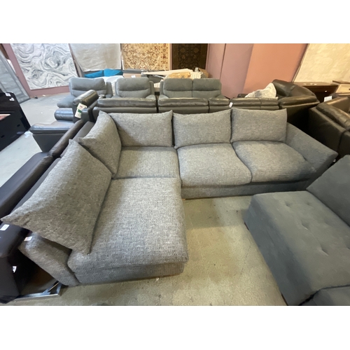 1500 - A dark grey textured weave upholstered LHF corner sofa