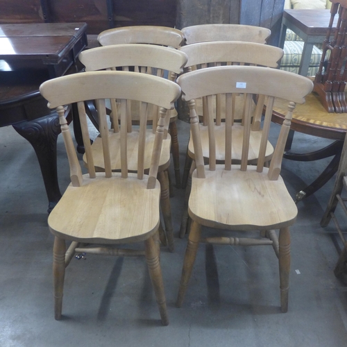 232 - A set of six Victorian style beech kitchen chairs