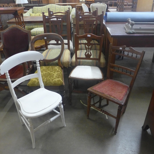 234 - A set of four Arts and Crafts mahogany dining chairs and four other assorted chairs