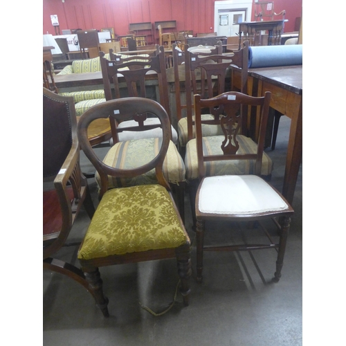 234 - A set of four Arts and Crafts mahogany dining chairs and four other assorted chairs