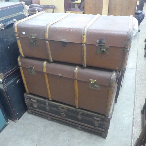 257 - Three vintage steamer trunks