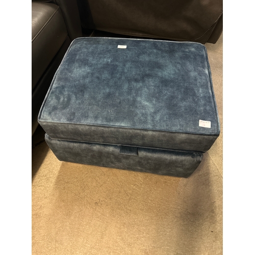 1516 - A Barker and Stonehouse blue velvet small ottoman footstool, damaged