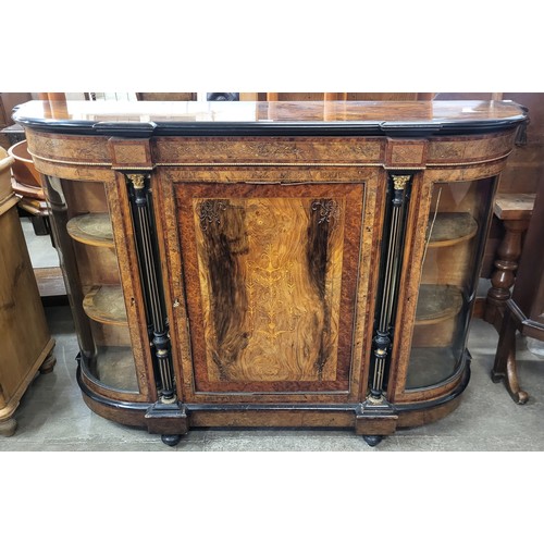 117 - A Victorian inlaid walnut, amboyna and gilt metal mounted credenza