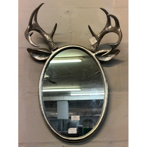 1320 - A silver stag horn mirror