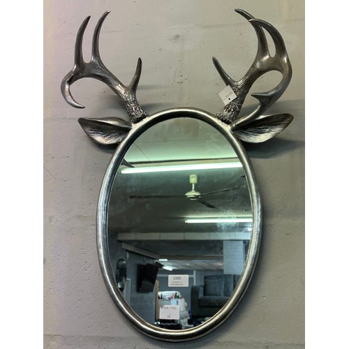 1320 - A silver stag horn mirror