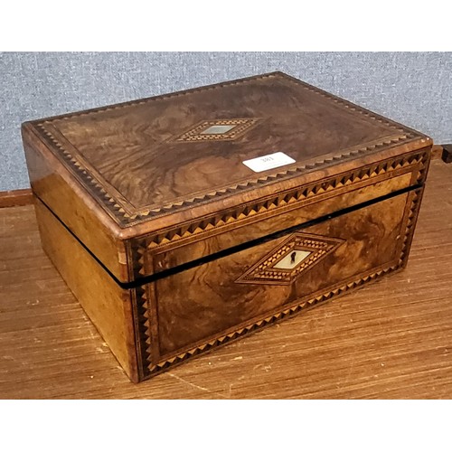 381 - A Victorian inlaid walnut writing slope