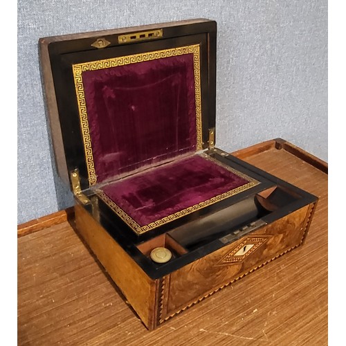 381 - A Victorian inlaid walnut writing slope