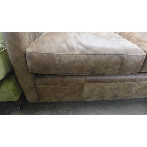 1301 - A Camden Art Deco inspired mocha leather two seater sofa, RRP £2265 * this lot is subject to VAT