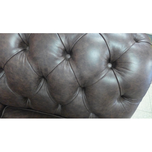 1302 - A Scholar chocolate distressed leather upholstered Chesterfield three seater sofa , RRP £2400 * this... 