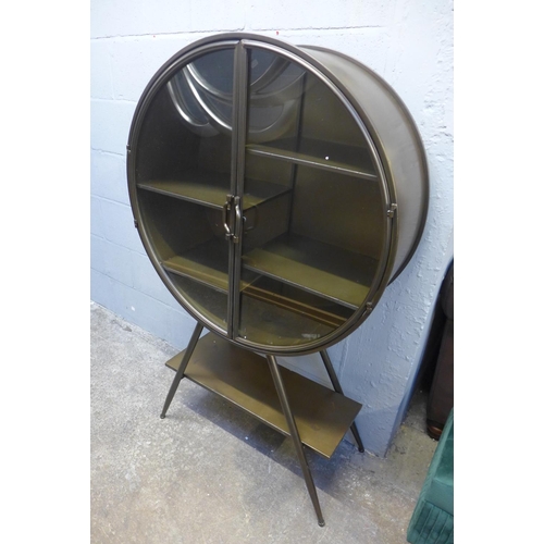 1417 - A large industrial style circular display drinks cabinet