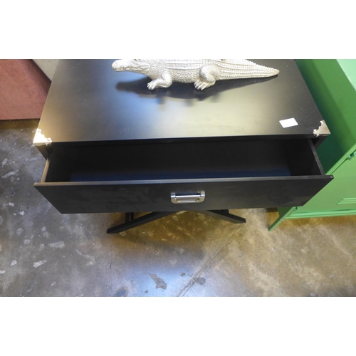 1406 - A black single drawer lamp table