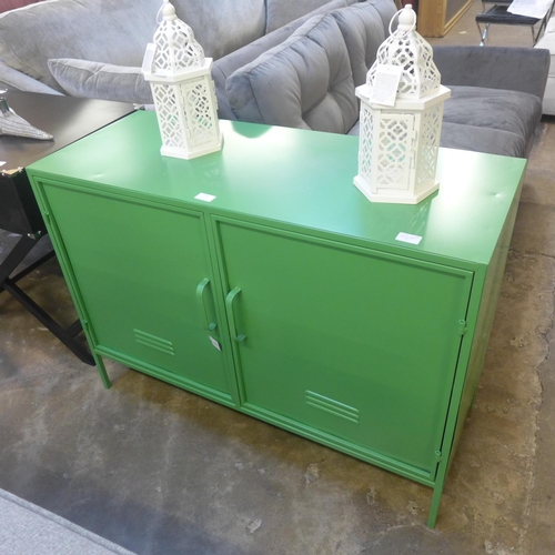 1408 - A green metal two door sideboard