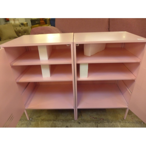 1412 - A pair of pink bedside lockers