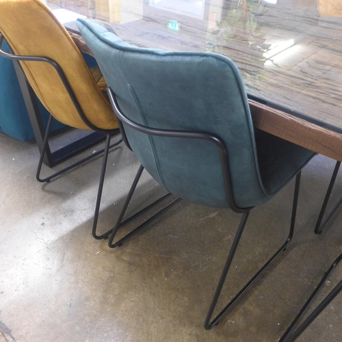 1472 - A Railway 220cm dining table and a Harlequin set of dining chairs RRP £2819 * this lot is subject to... 