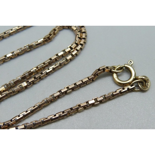 1016 - A 9ct gold box chain, 7.6g, 41.5cm