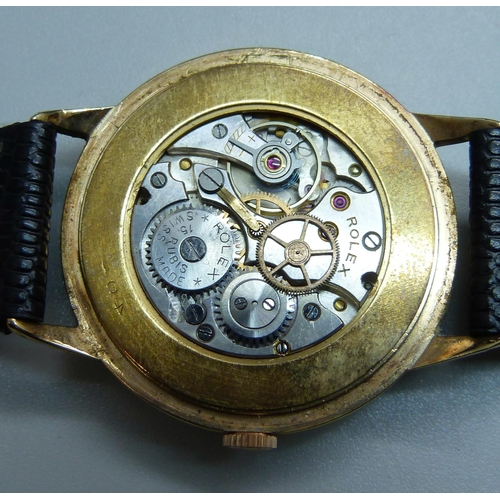 1027 - A 9ct gold cased Rolex wristwatch, Birmingham, 1951, 35mm case excluding crown, marked Dennison to t... 