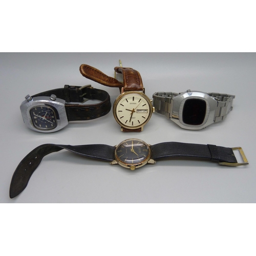 1034 - Four wristwatches including Sicura Signal and an Intex digital