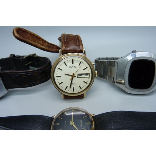 1034 - Four wristwatches including Sicura Signal and an Intex digital