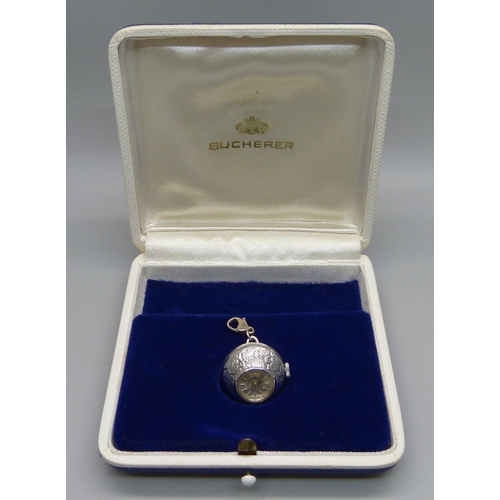 1042 - A Bucherer ball pendant watch in original box