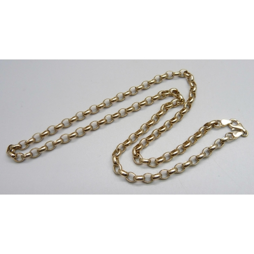 1062 - A 9ct gold belcher chain, 7.7g, approximately 41cm