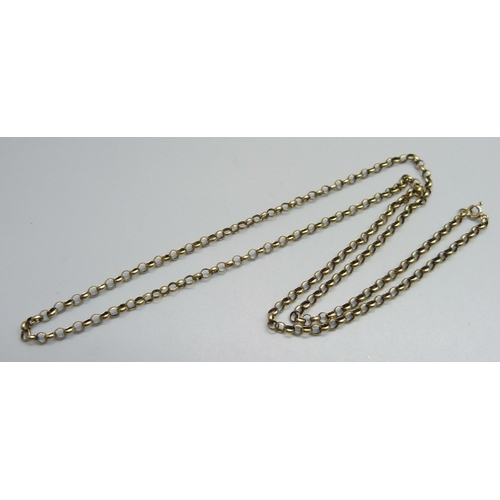 1072 - A 9ct gold belcher chain necklace, 8.6g, approximately 63cm