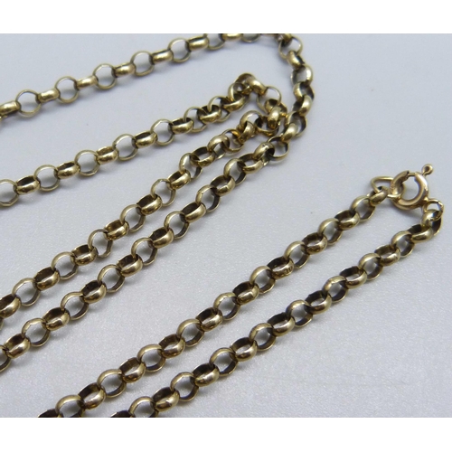 1072 - A 9ct gold belcher chain necklace, 8.6g, approximately 63cm