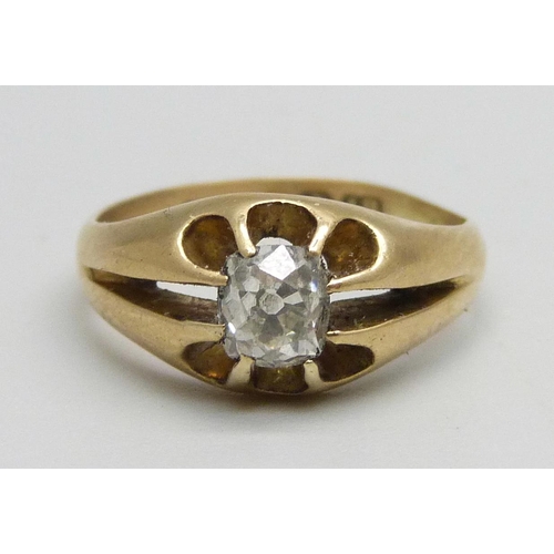 1081 - An 18ct gold diamond solitaire ring, approximately 0.50ct diamond weight, 3.5g, K