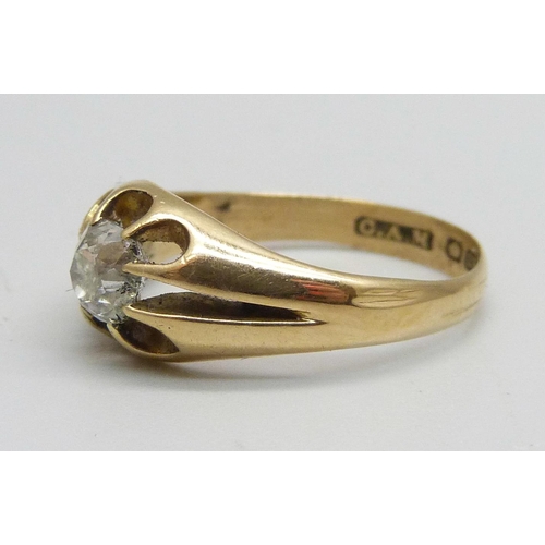 1081 - An 18ct gold diamond solitaire ring, approximately 0.50ct diamond weight, 3.5g, K