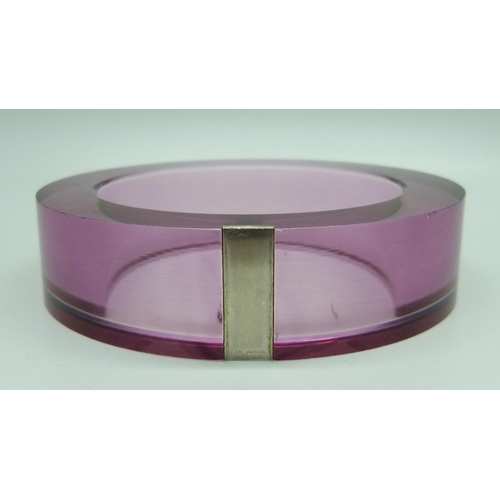 1141 - A silver mounted coloured acrylic bangle by Donna Karan, London 2007, 2.2cm width