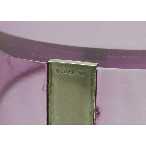 1141 - A silver mounted coloured acrylic bangle by Donna Karan, London 2007, 2.2cm width