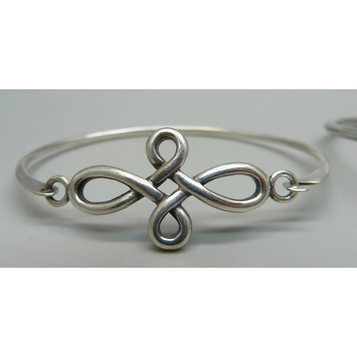 1143 - Two silver bangles, 20.7g