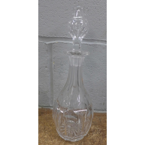 1155 - A set of six etched glass drinking glasses and two decanters including one crystal **PLEASE NOTE THI... 