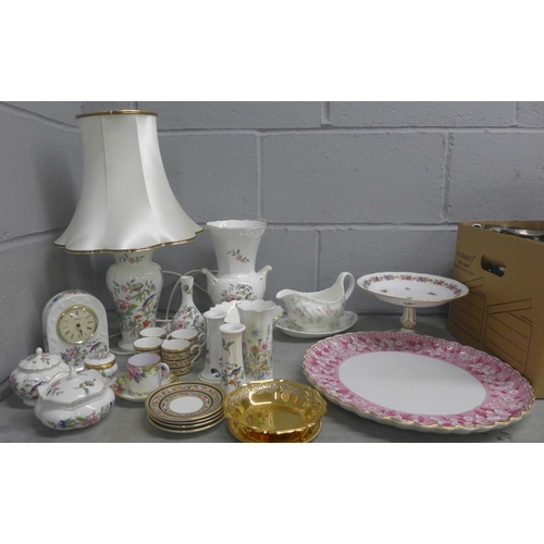 1166 - An Aynsley table lamp, vase, Copeland comport, four Wedgwood Clio coffee cans and saucers, etc. **PL... 