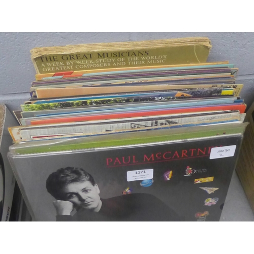 1171 - A collection of 1970s and 80s LP records and The Great Musicians magazines with singles **PLEASE NOT... 