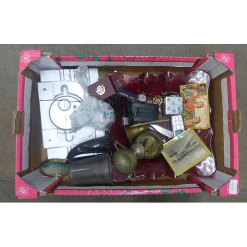 1184 - A collection of assorted items including a glass dish, pewter, silver plate, etc. **PLEASE NOTE THIS... 