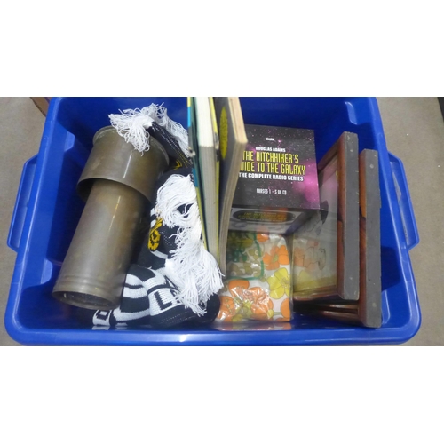 1189 - A box of stamps, tickets, etc., and a box of assorted household items **PLEASE NOTE THIS LOT IS NOT ... 