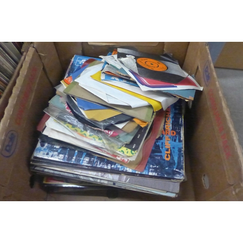 1190 - Two boxes of LP records and singles including many comedy **PLEASE NOTE THIS LOT IS NOT ELIGIBLE FOR... 