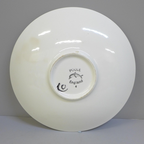 610 - A Poole Pottery shallow bowl/dish, Delphis, Carol Cutler, 27cm