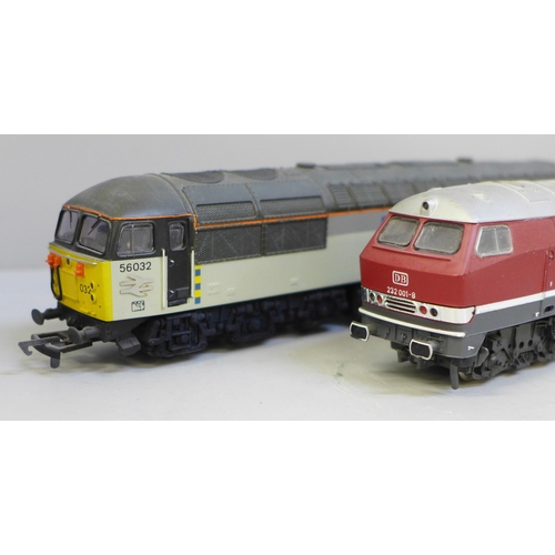 635 - Three OO gauge diesel model locomotives, Mainline, Jouef and Rivarossi