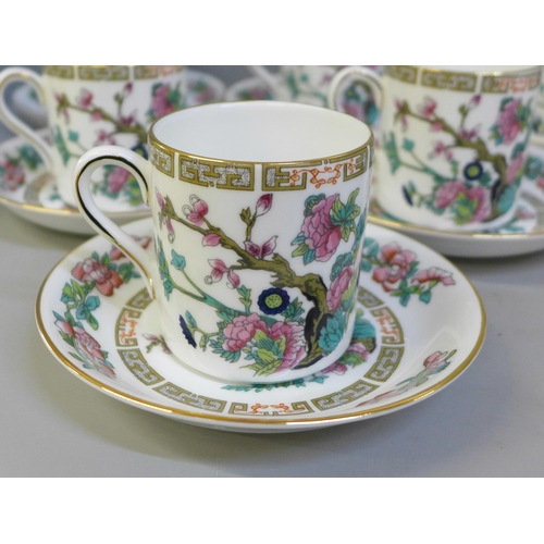 647 - A Royal Grafton Indian Tree coffee set and an Aynsley Bird of Paradise coffee set, (6 cups and sauce... 