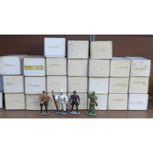 673 - A collection of metal German history figures, Prinz Eugen Division Ski Trooper (14), Allemaigne SS a... 