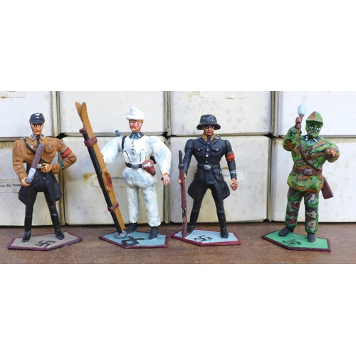 673 - A collection of metal German history figures, Prinz Eugen Division Ski Trooper (14), Allemaigne SS a... 