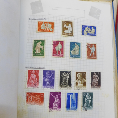 674 - Stamps; a collection of Romanian stamps, earlies onwards in two albums