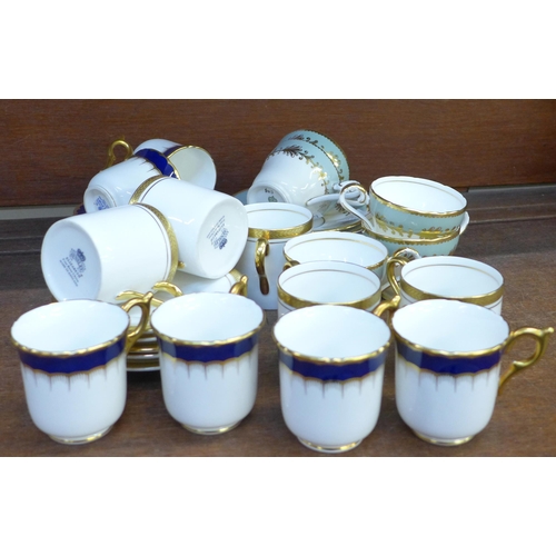 677 - Three gilt coffee sets, two Aynsley including Elizabeth pattern and Coalport, (32 pieces in total, 6... 