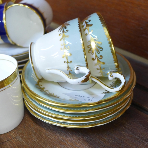 677 - Three gilt coffee sets, two Aynsley including Elizabeth pattern and Coalport, (32 pieces in total, 6... 